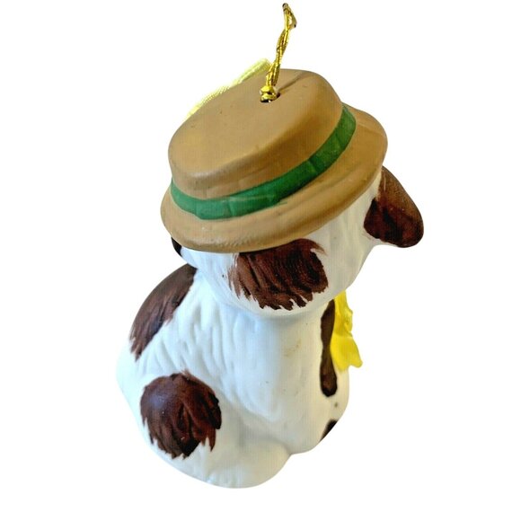 Vintage Giftco Porcelian Smiling Puppy Hanging Bell Christmas Ornament - Picture 7 of 8